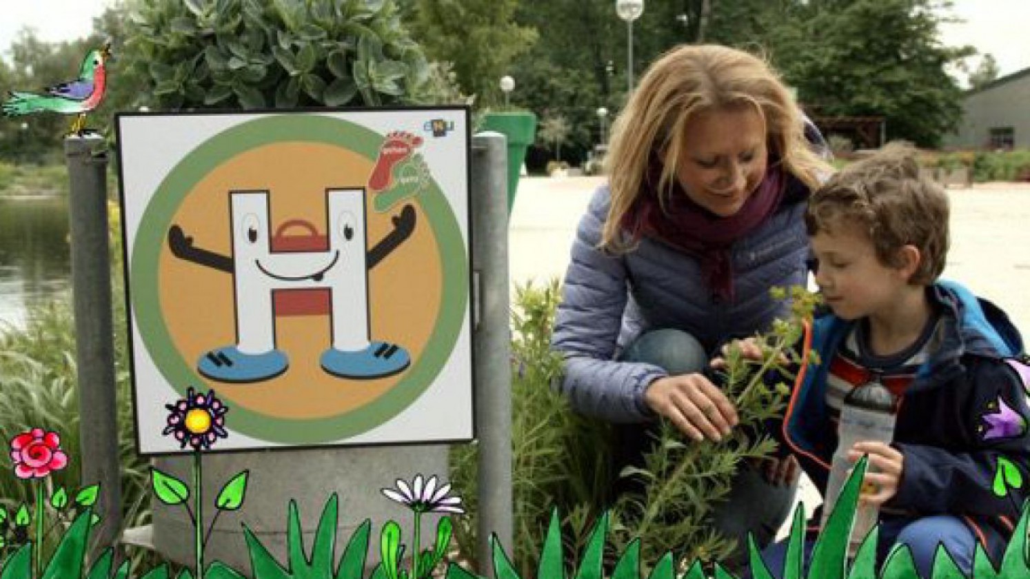 Geh-Haltestelle der Energie- und Umweltagentur Niederösterreich für das Projekt gehen geht im Kindergarten.