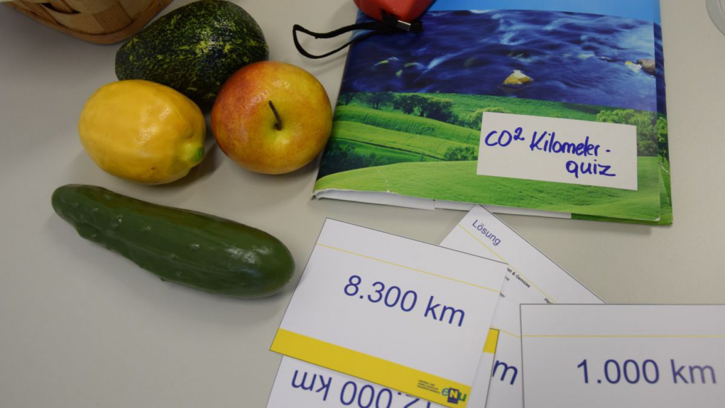 CO2 Transportkilometer Quiz Kärtchen zum Erforschen der Herkunft der Lebensmittel