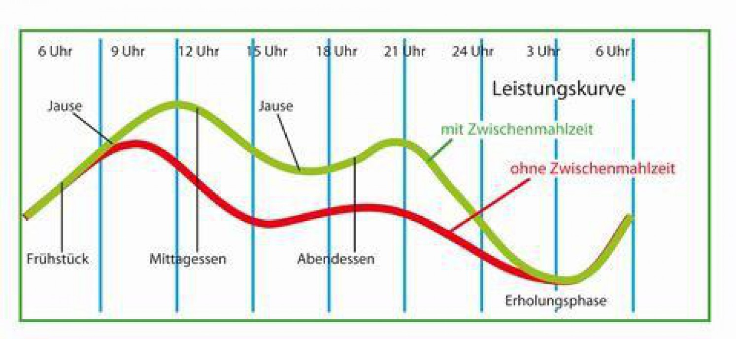 Grafik der Leistungskurve eines Tages