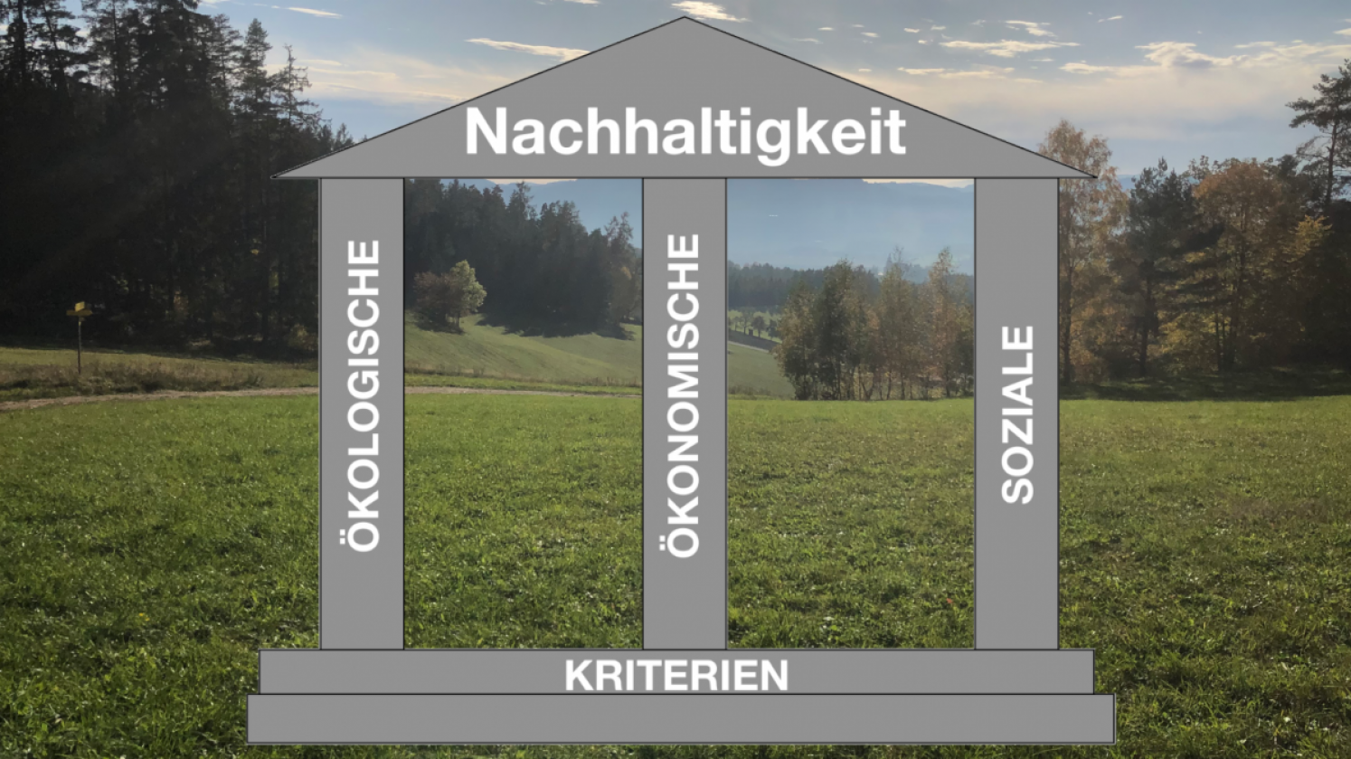 Darstellung der Nachhaltigkeitskriterien (Ökologie, Ökonomie, Sozial)